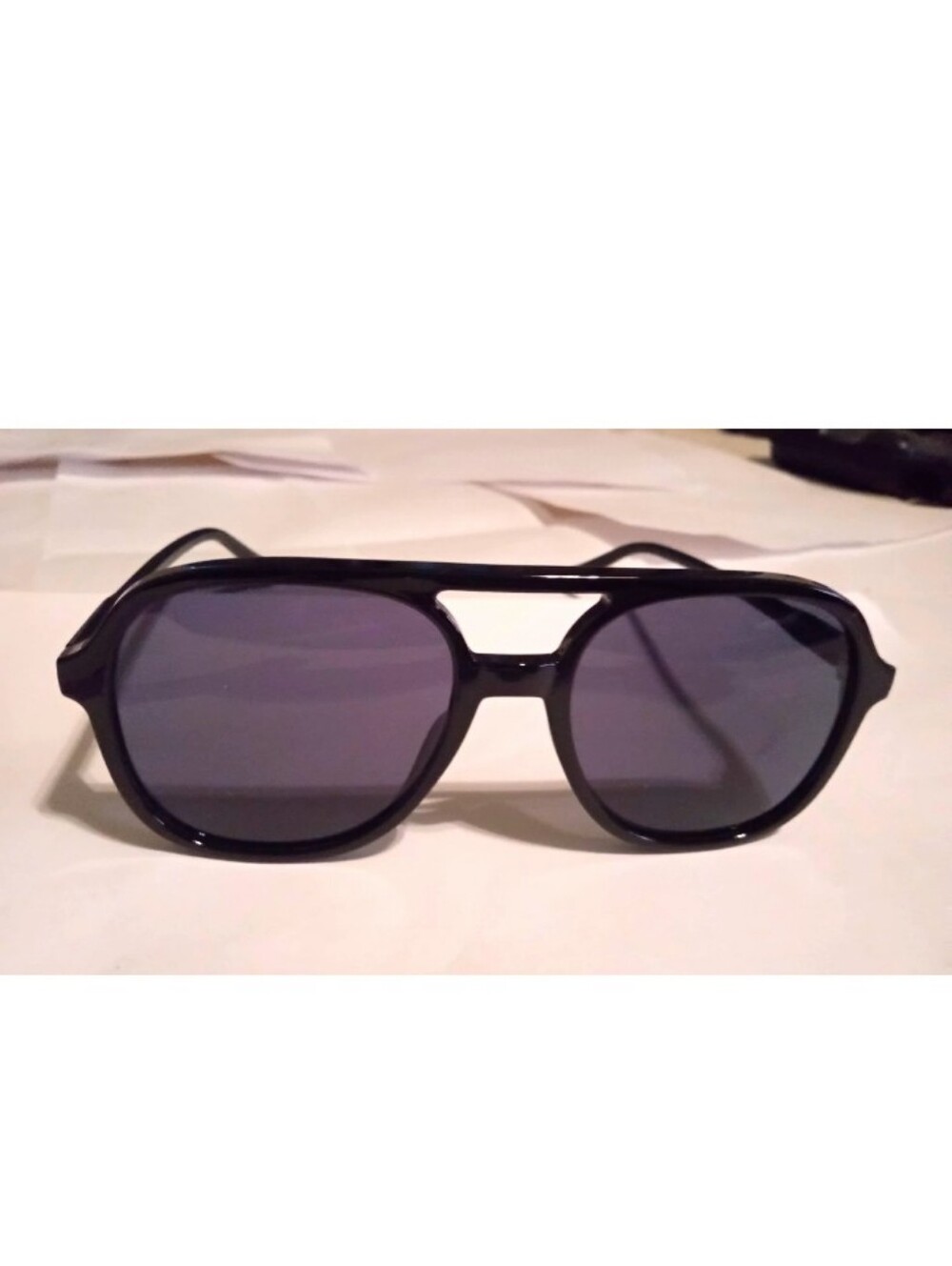 Men's Aviator Sunglasses Black Plastic Frame Gray Plastic Lenses Solid 3312